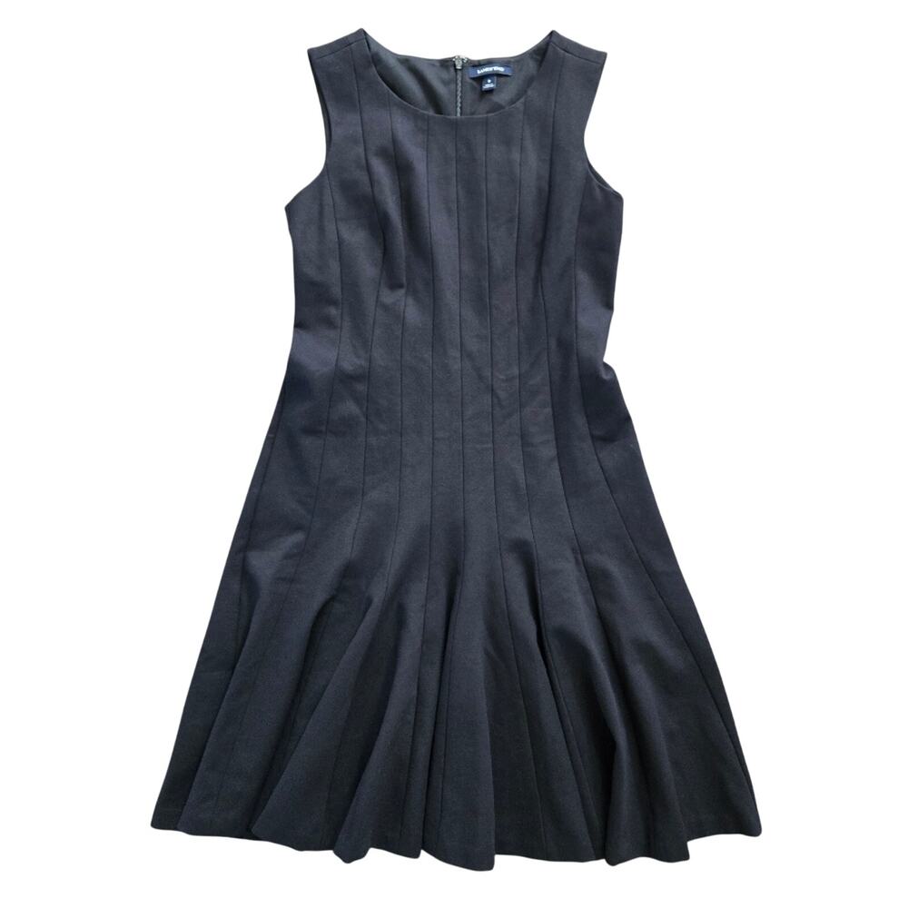 Lands' End Ponte Sleeveless Seamed Panel Fit & Flare Dress Black Size 8